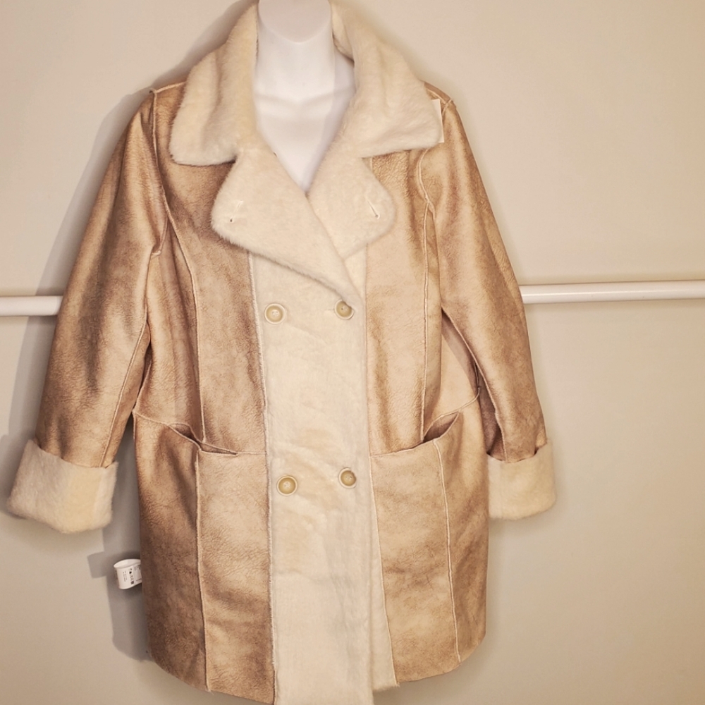 AMS PURE BARCELONA FAUX FUR/SHEARLING REVERSIBLE COAT